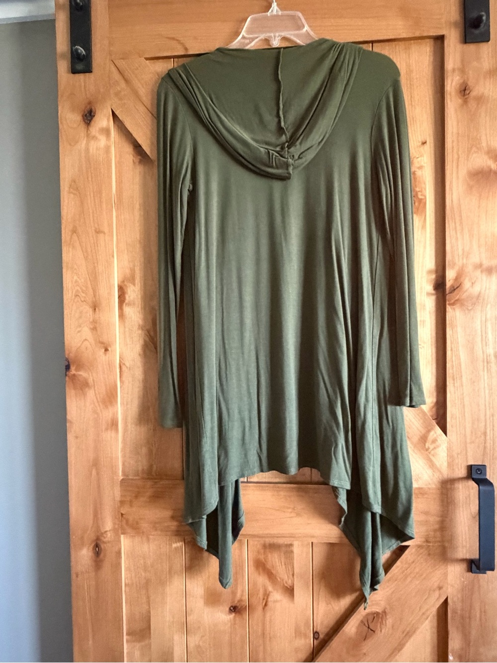 Azules Olive Green Hooded Draped Cardigan - Picture 2 of 3